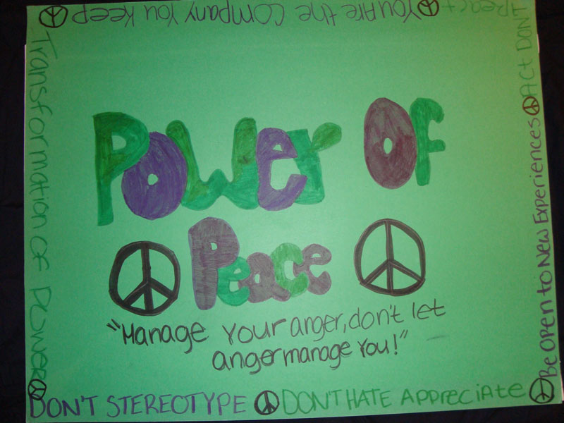 A poster with the words power of peace on it.