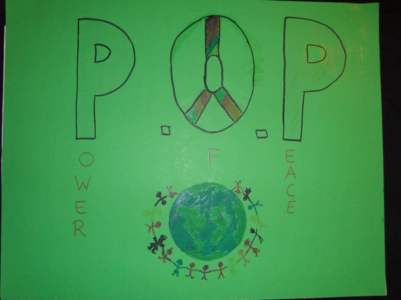 A poster with the words pop power peace.