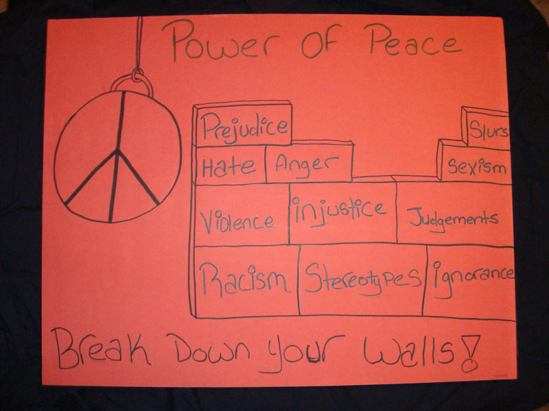 A poster that says power of peace.