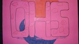 A poster with the word ohs on it.
