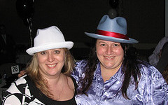 A woman wearing a hat.